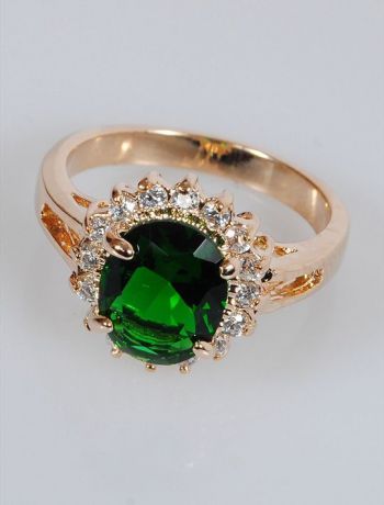 Кольцо бижутерное Lotus jewelry 28R-21Gcz, Ювелирный сплав, Фианит, зеленый