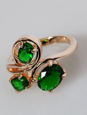 Кольцо бижутерное Lotus jewelry 3031R-18Gcz, Ювелирный сплав, Фианит, зеленый