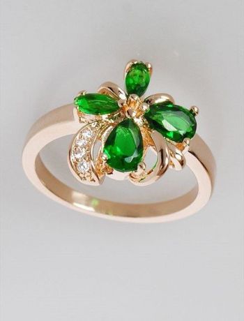 Кольцо бижутерное Lotus jewelry 3027R-26Gcz, Ювелирный сплав, Фианит, зеленый