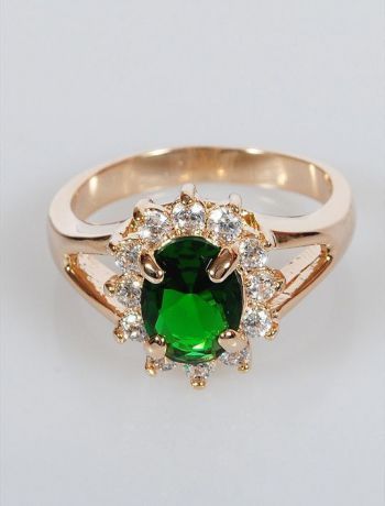 Кольцо бижутерное Lotus jewelry 19R-029Gcz, Ювелирный сплав, Фианит, зеленый