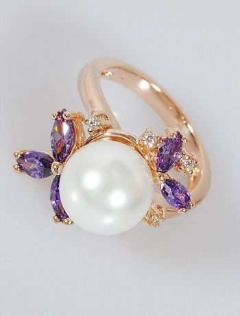 Кольцо бижутерное Lotus jewelry 3032R-22fwp-am, Ювелирный сплав, Жемчуг, фиолетовый