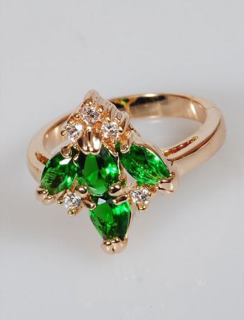 Кольцо бижутерное Lotus jewelry 32R-03Gcz, Ювелирный сплав, Фианит, зеленый