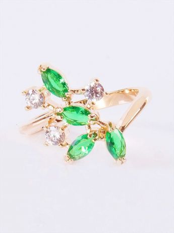 Кольцо бижутерное Lotus jewelry 3040R-10Gcz, Ювелирный сплав, Фианит, зеленый