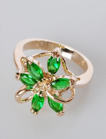 Кольцо бижутерное Lotus jewelry 66R-08Gcz, Ювелирный сплав, Фианит, зеленый