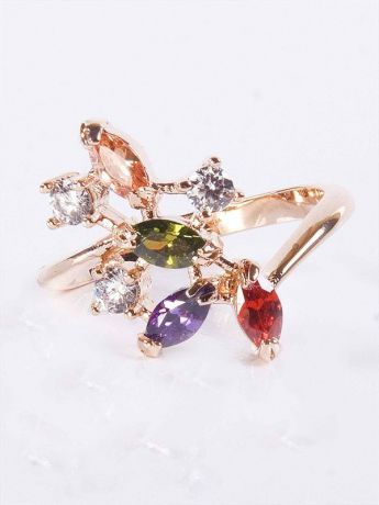 Кольцо бижутерное Lotus jewelry 3040R-10mix, Ювелирный сплав, Фианит, разноцветный
