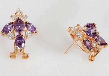 Серьги бижутерные Lotus jewelry 32E-03am, Ювелирный сплав, фиолетовый