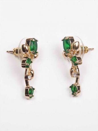 Серьги бижутерные Lotus jewelry 3040E-11Gcz, Ювелирный сплав, Фианит, зеленый