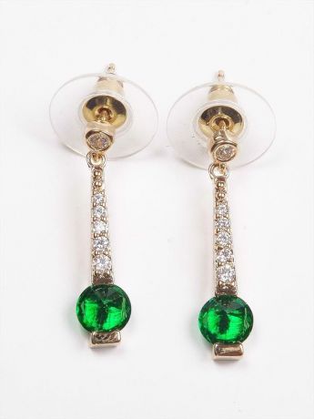 Серьги бижутерные Lotus jewelry 3040E-01Gcz, Ювелирный сплав, Фианит, зеленый