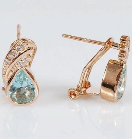 Серьги бижутерные Lotus jewelry 3032E-11Blcz, Ювелирный сплав, Фианит, голубой