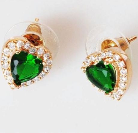 Серьги бижутерные Lotus jewelry 3019E-12Gcz, Ювелирный сплав, Фианит, зеленый