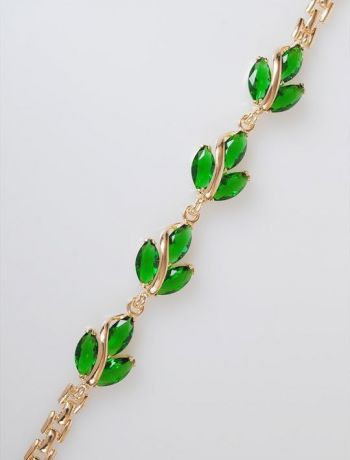 Браслет бижутерный Lotus jewelry 242B-19Gcz, Ювелирный сплав, Фианит, 18 см, зеленый