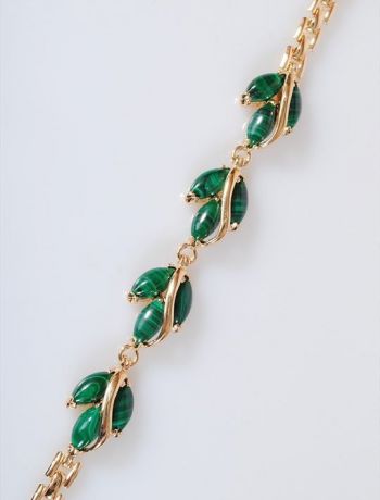 Браслет бижутерный Lotus jewelry 242B-19ml, Ювелирный сплав, Малахит, 18 см, зеленый