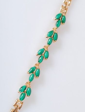 Браслет бижутерный Lotus jewelry 78B-15ml, Ювелирный сплав, Малахит, 19 см, зеленый