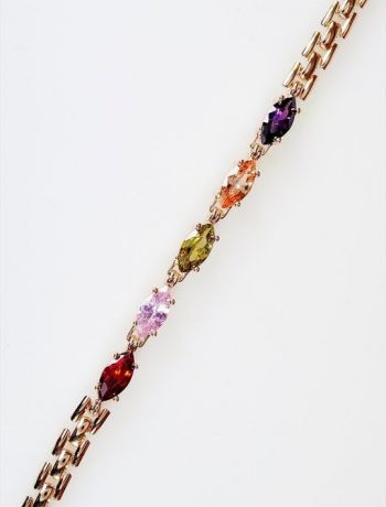 Браслет бижутерный Lotus jewelry 50B-25mix, Ювелирный сплав, Фианит, 18 см, разноцветный