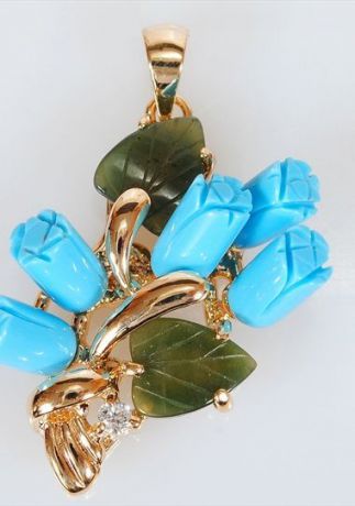 Подвеска/кулон бижутерный Lotus jewelry 142P-12tq-ja, Ювелирный сплав, Бирюза, синий