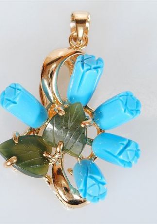 Подвеска/кулон бижутерный Lotus jewelry 142P-20tq-ja, Ювелирный сплав, Бирюза, синий