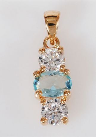 Подвеска/кулон бижутерный Lotus jewelry 3019P-22Blcz, Ювелирный сплав, Фианит, голубой