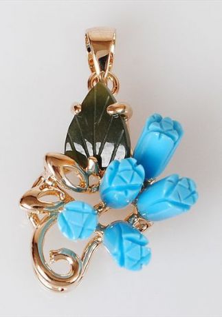 Подвеска/кулон бижутерный Lotus jewelry 142P-36tq-ja, Ювелирный сплав, Бирюза, синий