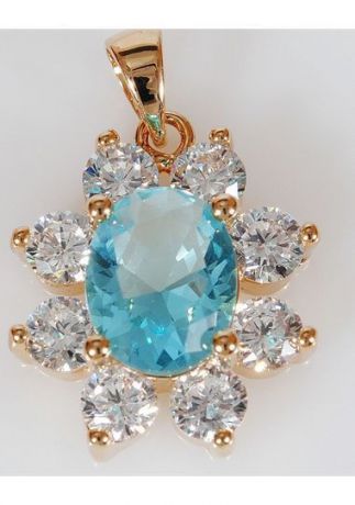 Подвеска/кулон бижутерный Lotus jewelry 3019P-27Blcz, Ювелирный сплав, Фианит, голубой