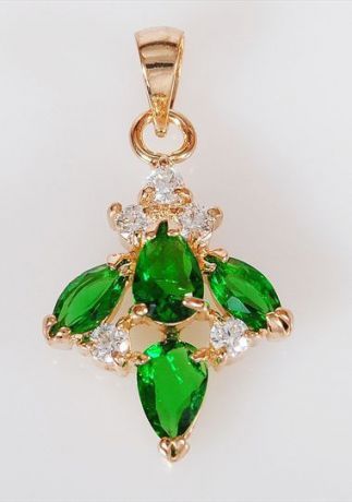Подвеска/кулон бижутерный Lotus jewelry 32P-03Gcz, Ювелирный сплав, Фианит, зеленый