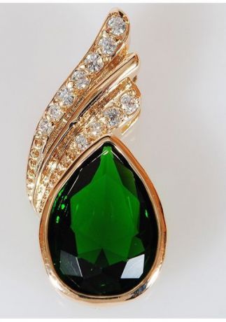 Подвеска/кулон бижутерный Lotus jewelry 3032P-12Gcz, Ювелирный сплав, Фианит, зеленый