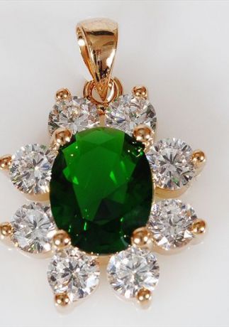 Подвеска/кулон бижутерный Lotus jewelry 3019P-27Gcz, Ювелирный сплав, Фианит, зеленый