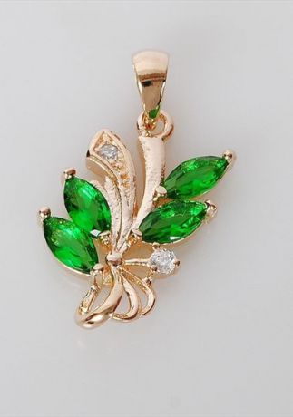 Подвеска/кулон бижутерный Lotus jewelry 3027P-15Gcz, Ювелирный сплав, Фианит, зеленый