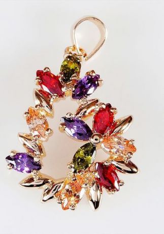 Подвеска/кулон бижутерный Lotus jewelry 3037P-25mix, Ювелирный сплав, Фианит, разноцветный