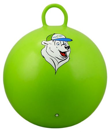 Мяч-попрыгун Starfit "Медвеженок", с ручкой, цвет: зеленый, белый, синий, диаметр 65 см