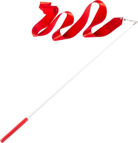 Лента для художественной гимнастики Amely AGR-201, длина 6 м, с палочкой 56 см, цвет: красный