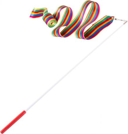 Лента для художественной гимнастики Amely AGR-201, длина 6 м, с палочкой 56 см, цвет: радуга