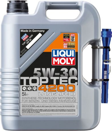 Моторное масло Liqui Moly Top Tec 4200, НС-синтетическое, 5W-30, 5 л + Фонарик в подарок