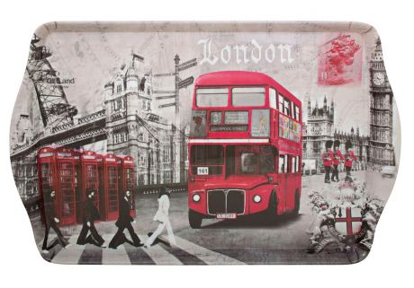 Поднос сервировочный GiftLand "London Crossroads", 38,8 x 24 см