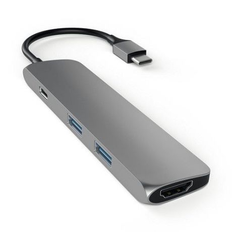 USB-концентратор SATECHI Slim Aluminum Type-C Multi-Port Adapter 4K HDMI, сквозной порт питания, 2х USB,ST-CMAM, серый