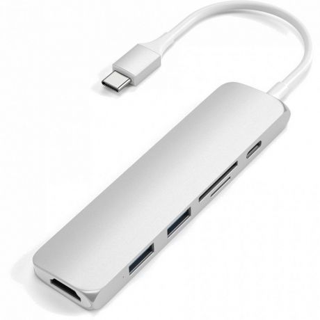 USB-концентратор SATECHI Переходник Slim Aluminum Type-C Multi-Port Adapter V2,ST-SCMA2S, серебристый