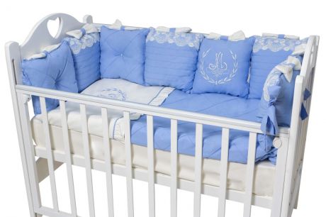 Бортик для кроватки Ma Licorne Luxe 15 предметов, голубой