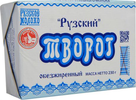 Творог Рузское молоко, обезжиренный, 230 г