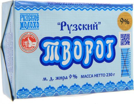 Творог Рузское молоко, 9%, 230 г