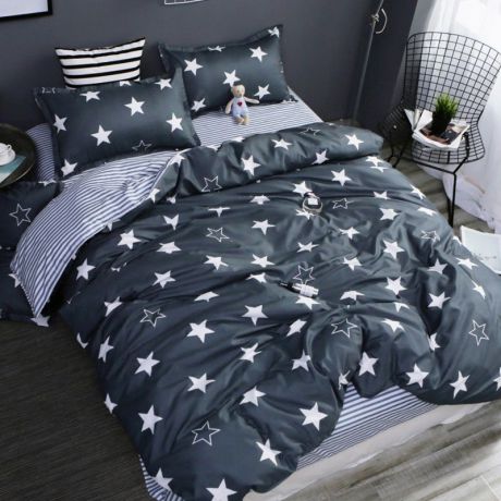 Комплект постельного белья Королева МАРГО "Звезды", двойное, ЕВРО, наволочки 50х70