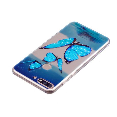 Huawei Honor 7a Pro Y6 Back Case Ultra Slim Fit Прозрачный мягкий чехол для телефона Tpu Anti-scratch Защитная крышка Blue Butterfly
