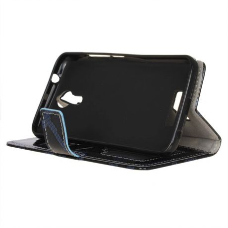 Кожаный чехол с принтом и магнитной крышкой для Acer Liquid Zest Plus Z628 синий