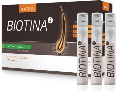 Концентрат Kativa Biotina против выпадения волос в ампулах, 3 х 4 мл