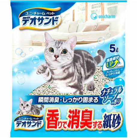 Наполнитель для кошачьего туалета Unicharm "Deo Sand", бумажный, дезодорирующий, 5 л