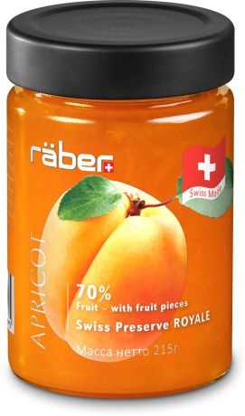 Джем Raber -швейцарский "Royale" из абрикосов , содержание фруктов 70% Стеклянная банка, 215 г
