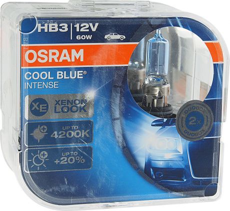 Лампа автомобильная Osram HB3/9005 (60) P20d+20% Cool Blue Intense (2шт) 4200K 12V, 9005CBIHCB
