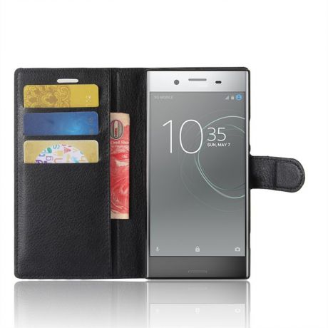 Кожаный флип чехол с магнитной защелкой и слотами для карт для Sony Xperia XZ1 Moonmini