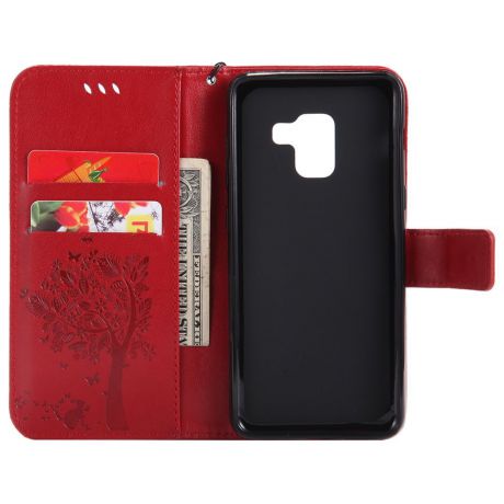 Кожаный чехол для карточек Кожаный чехол для Samsung Galaxy A8 2018 Red