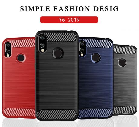 Huawei Y6 2019 Задняя крышка Slim Fit из углеродного волокна Матовый Текстура Чехол для телефона Защитный чехол от царапин Красный