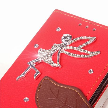 Кожаный чехол Angel Angel Diamond с кожаными гнездами для карточек и ремешком для Sony Xperia XA1 Ultra (красный)