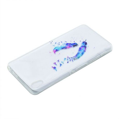 Мягкий защитный чехол задней стенки корпуса с принтом (перья) для Sony Xperia XA